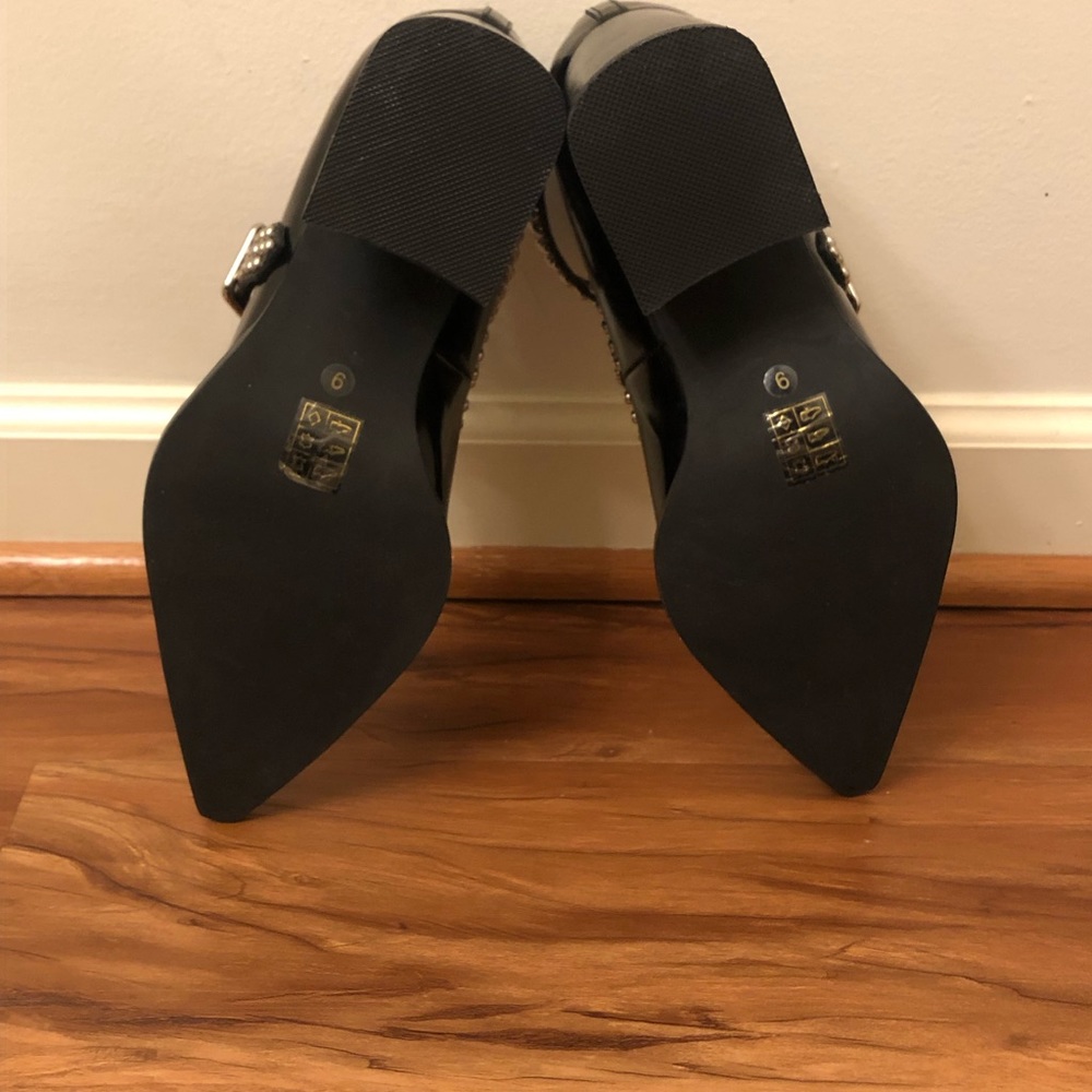 Free People Black Patent Studded Mary Jane Block Heels - Picture 6 of 9